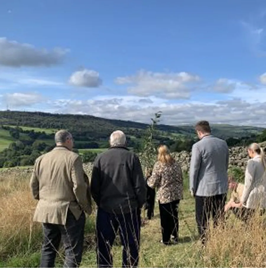 People walking in a field